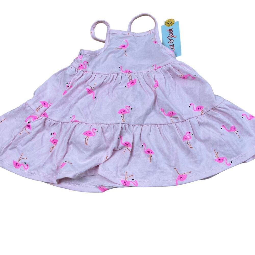 Cat & Jack Toddler Girls' Flamingo Tiered Knit Tank Dress - Size 12M- NWT